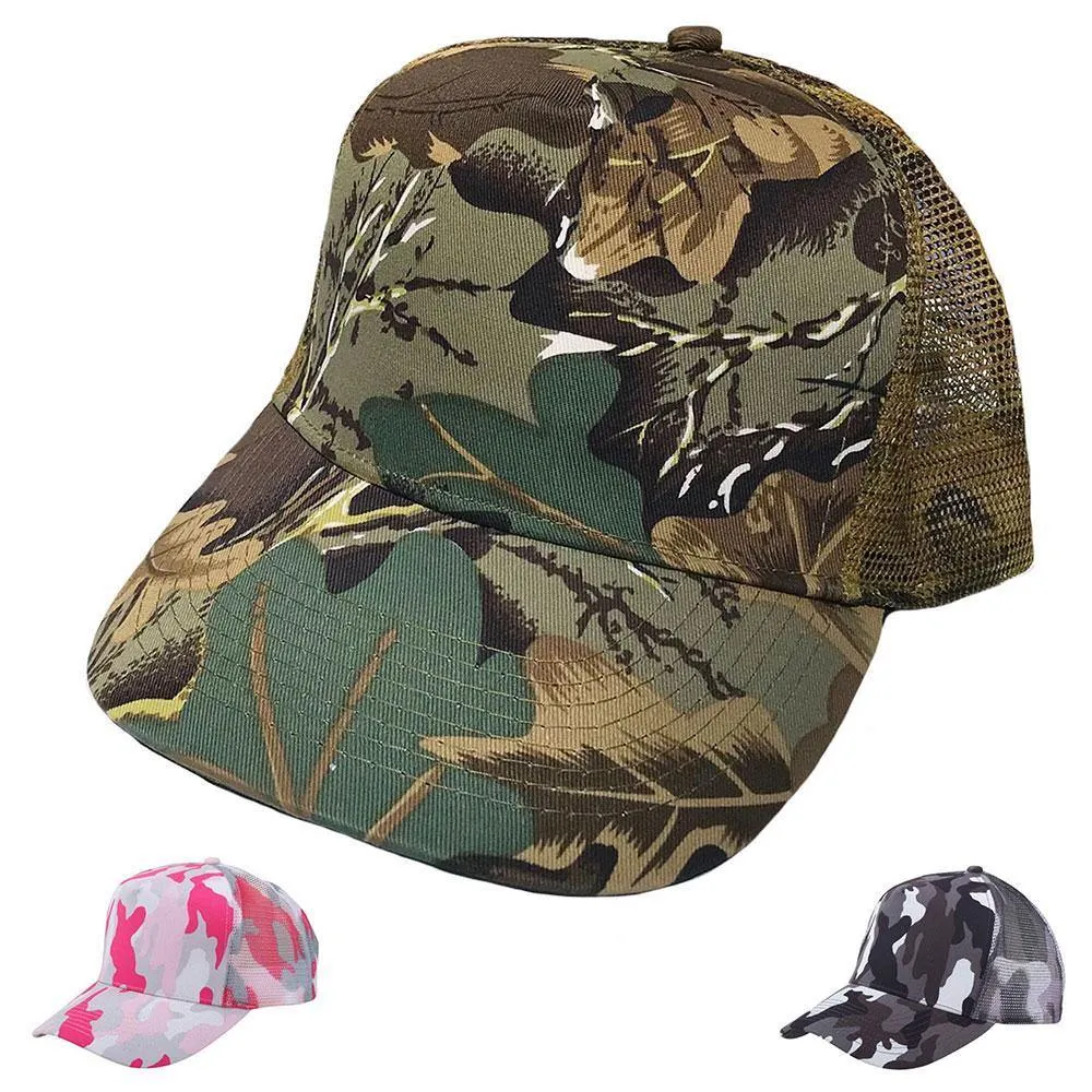 1 Dozen Camouflage Camo Hunting Baseball Trucker Mesh Hats Caps Wholesale Bulk