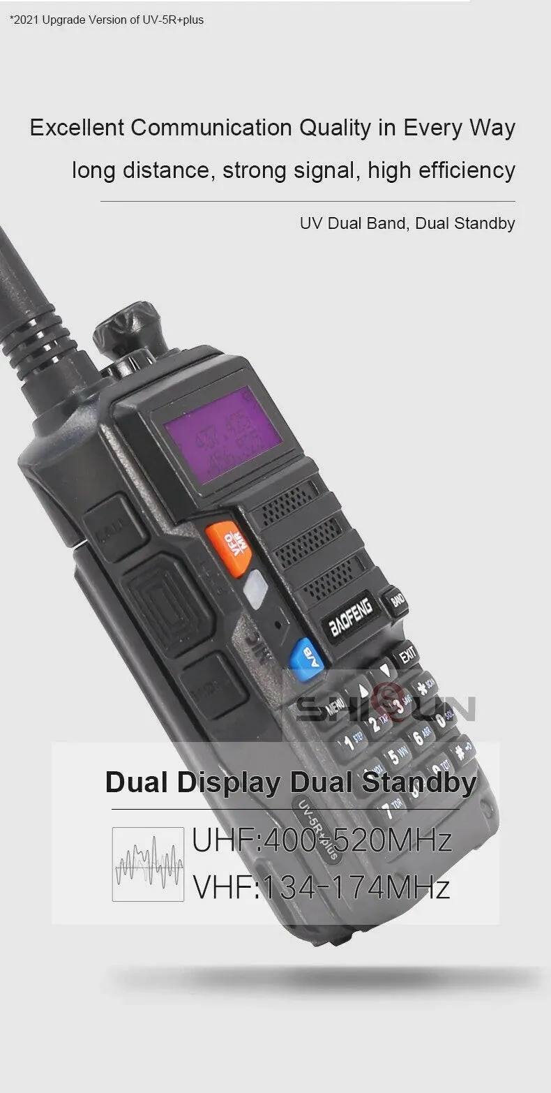 10W Walkie Talkie Long Range Baofeng UV-5R Plus Radio for Hunting 10 KM Upgrade of UV 5R UV-10R Ham Radio 10KM UHF/VHF Tri Bands