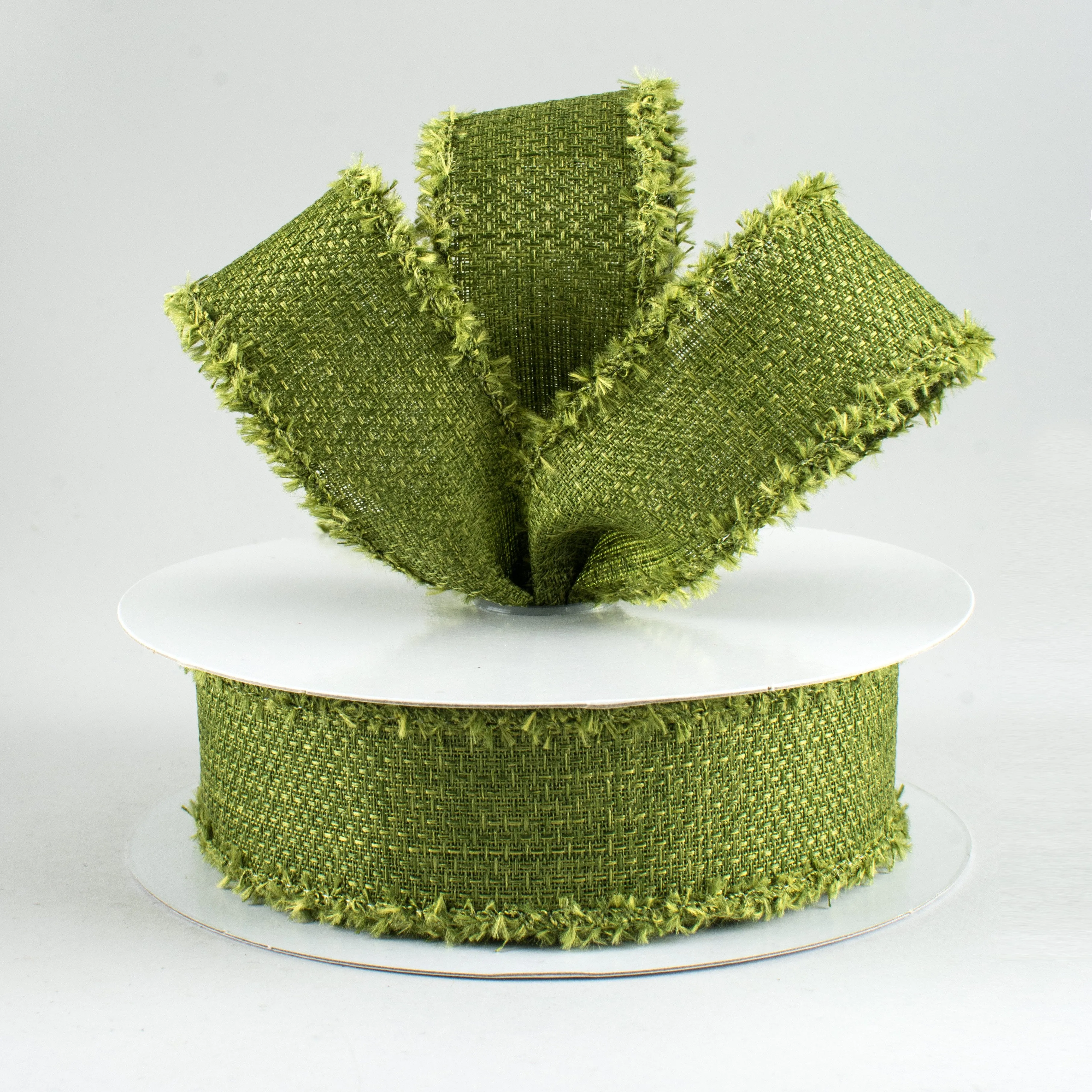 1.5" Chenille Edge Ribbon: Moss Green (10 Yards)