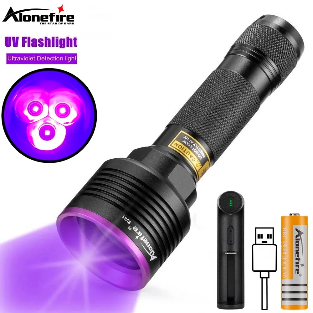 15W 3x LED UV Flashlight 365nm Ultraviolet Invisible Ink Marker Cat Dog Pet Skin Urine Tinea Ore Money Scorpion Detector Light