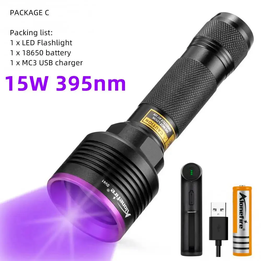 15W 3x LED UV Flashlight 365nm Ultraviolet Invisible Ink Marker Cat Dog Pet Skin Urine Tinea Ore Money Scorpion Detector Light