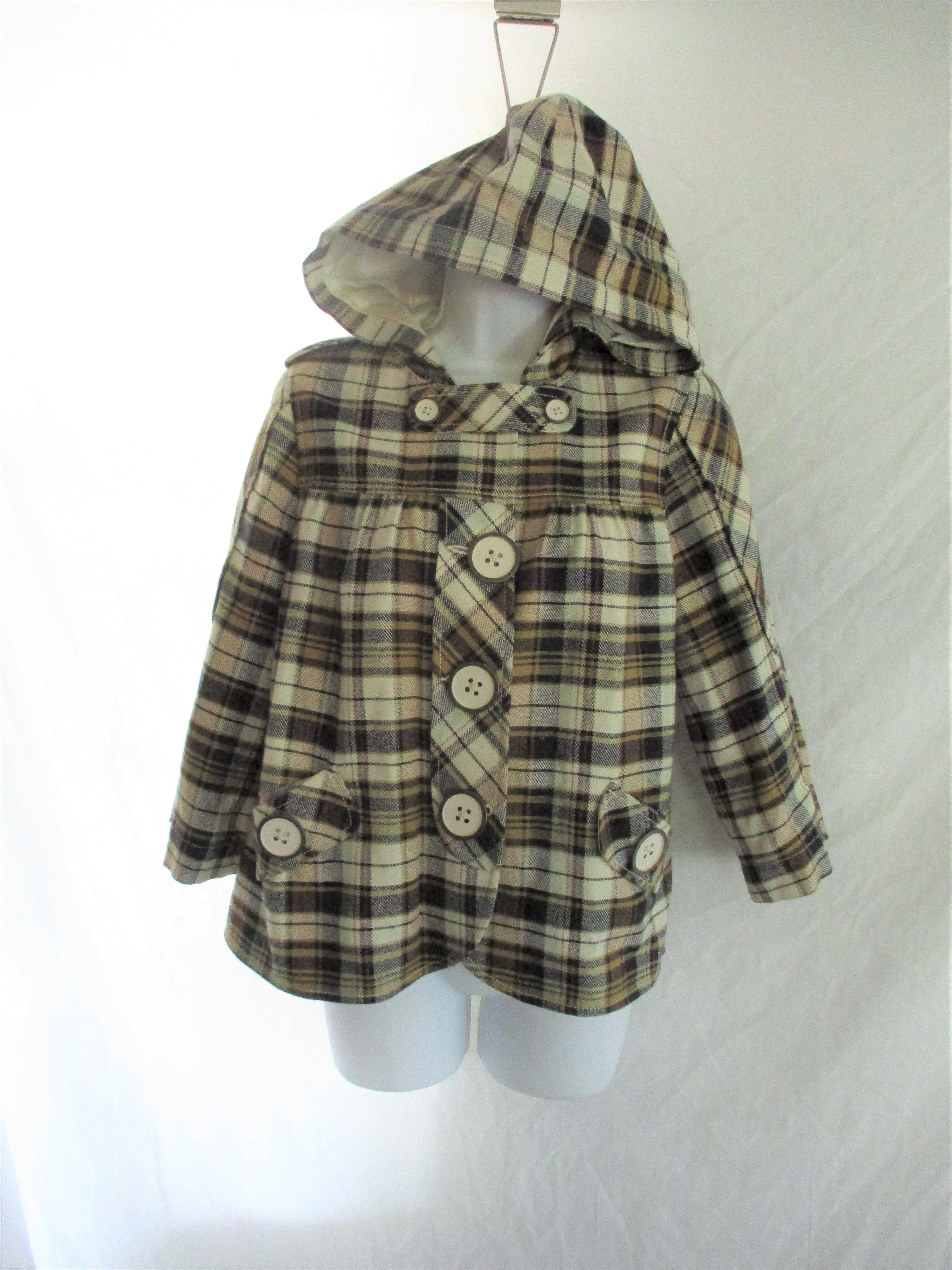 7 SEVEN FOR ALL MANKIND hooded flared jacket coat PLAID CHECK M