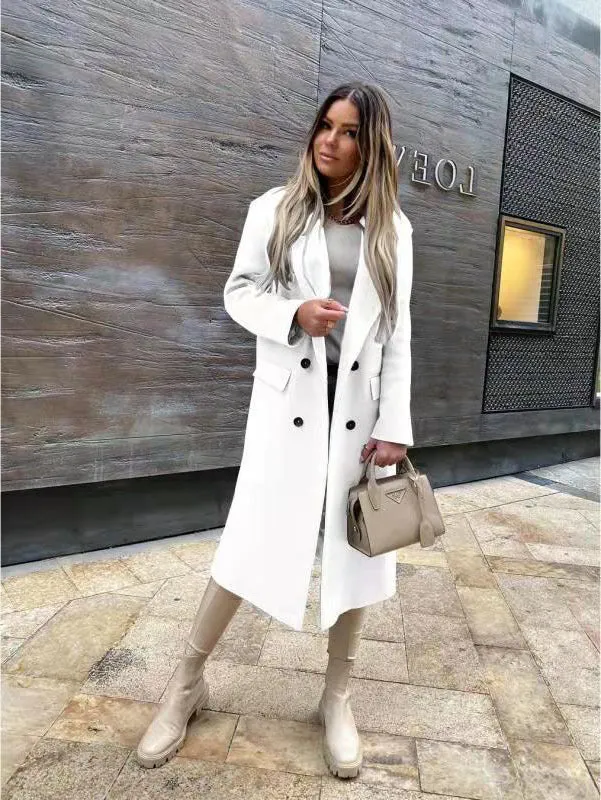 Advbridge college fall outfits 2024 Popular Autumn and Winter Long Sleeve Suit Collar Double Breasted Girl Coat Coat for Women