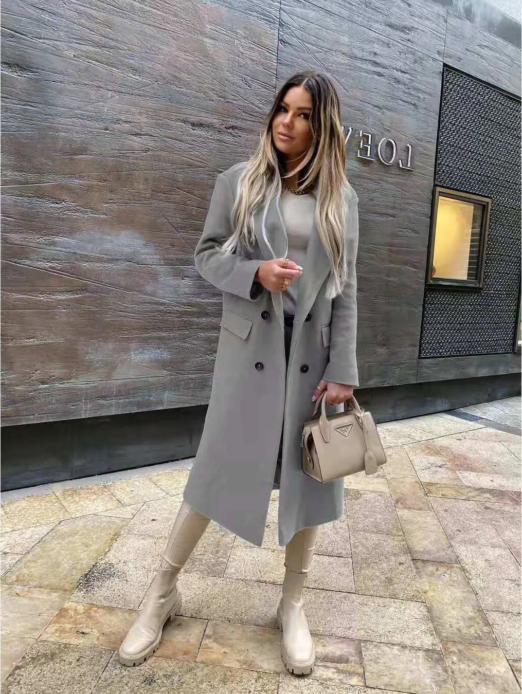 Advbridge college fall outfits 2024 Popular Autumn and Winter Long Sleeve Suit Collar Double Breasted Girl Coat Coat for Women