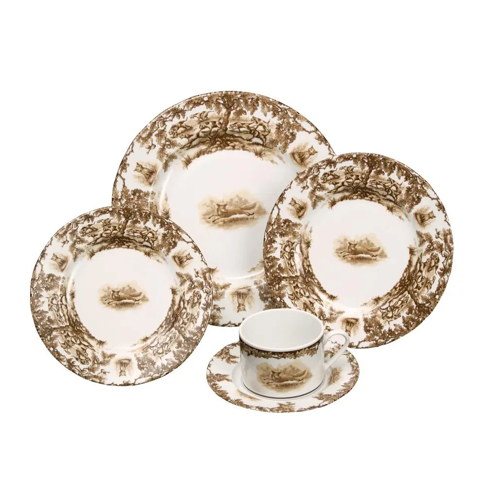 Aiken Hunt Dinnerware 5 Piece Setting - Fox