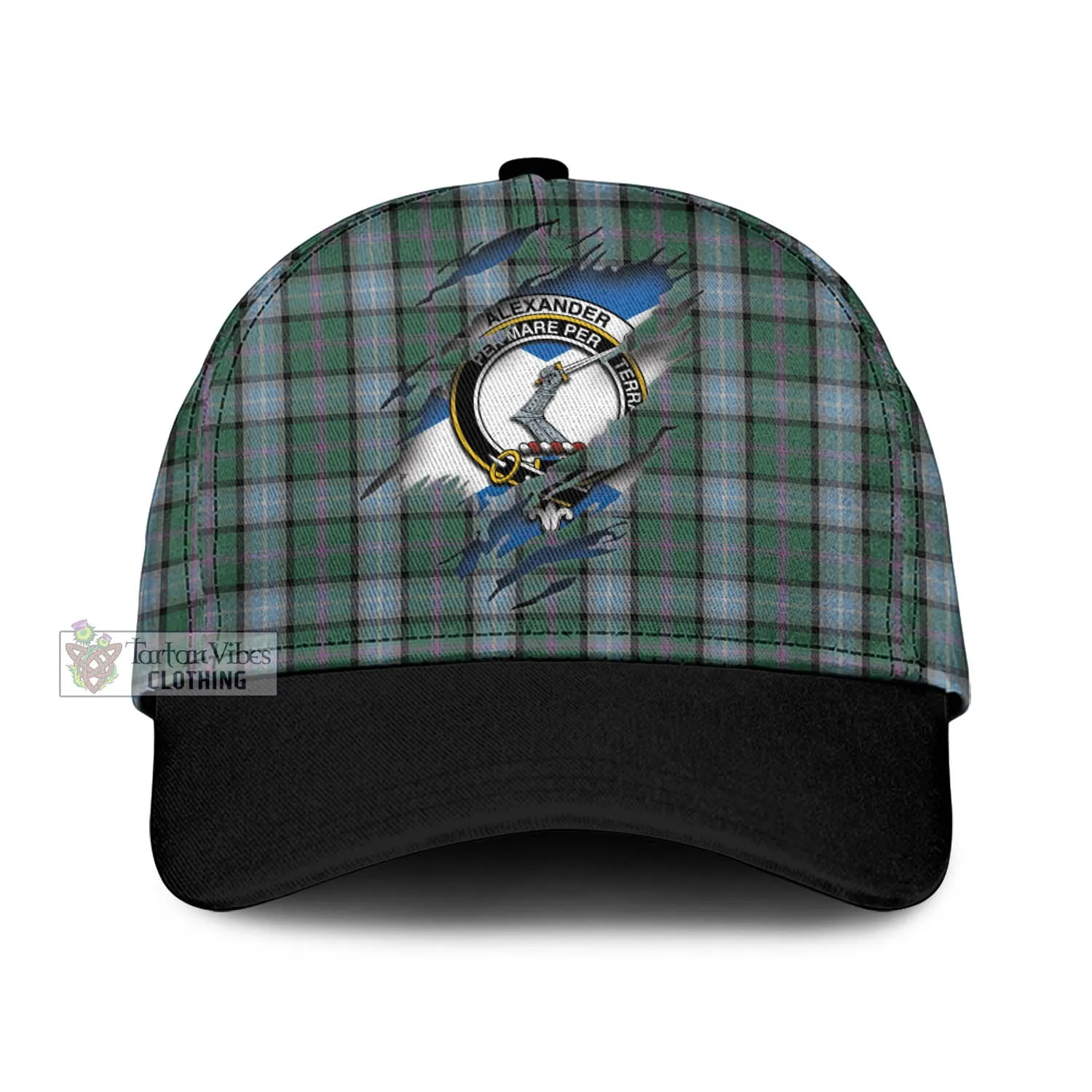 Alexander of Menstry Hunting Tartan Classic Cap with Family Crest In Me Style