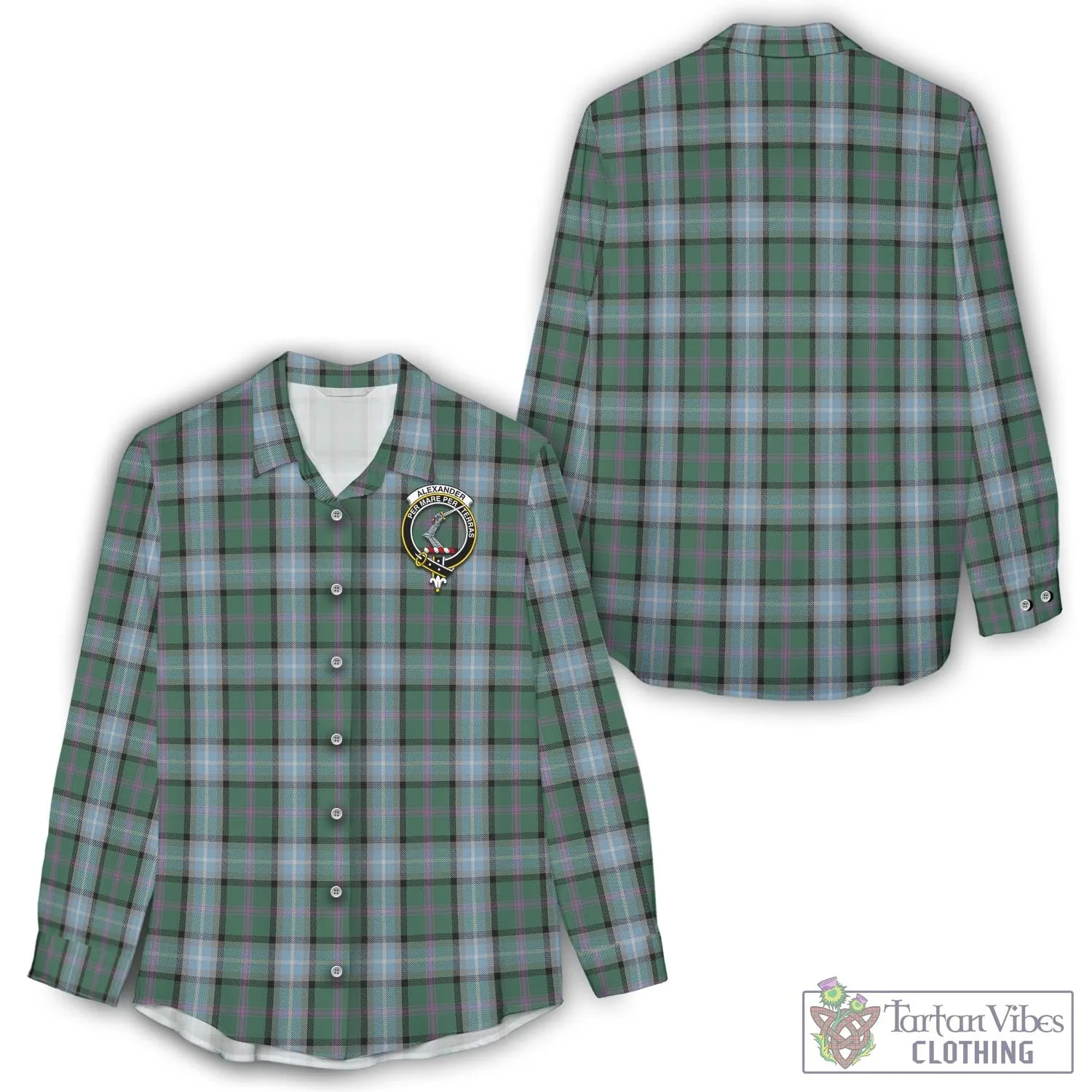 Alexander of Menstry Hunting Tartan Women's Casual Shirt with Family Crest