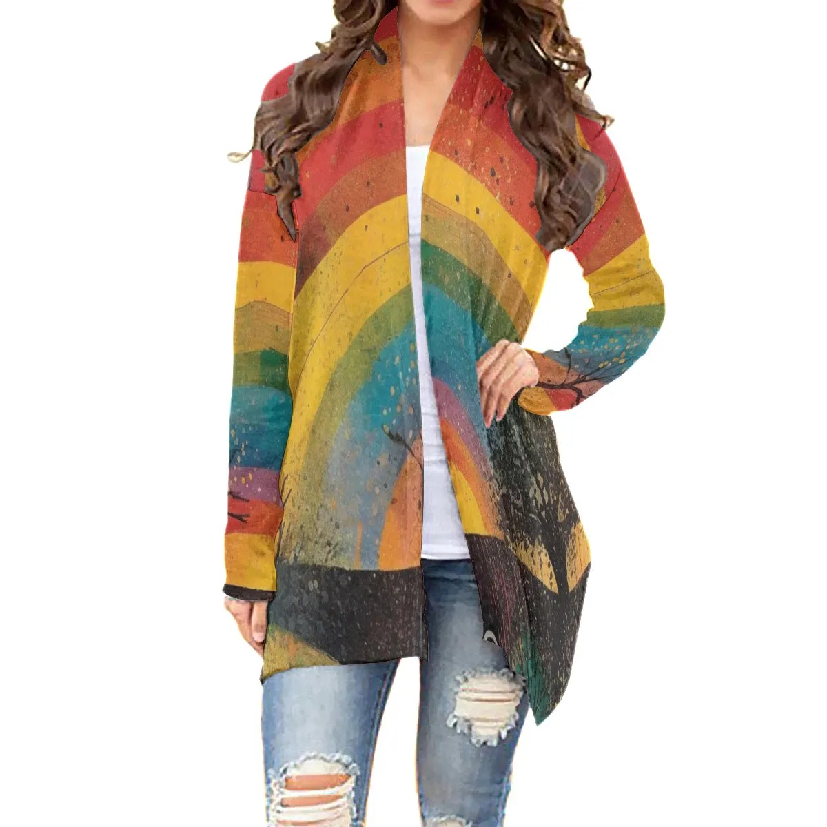 All-Over Print Women's Cardigan With Long Sleeve 201