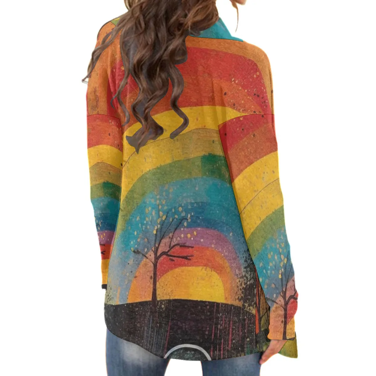 All-Over Print Women's Cardigan With Long Sleeve 201