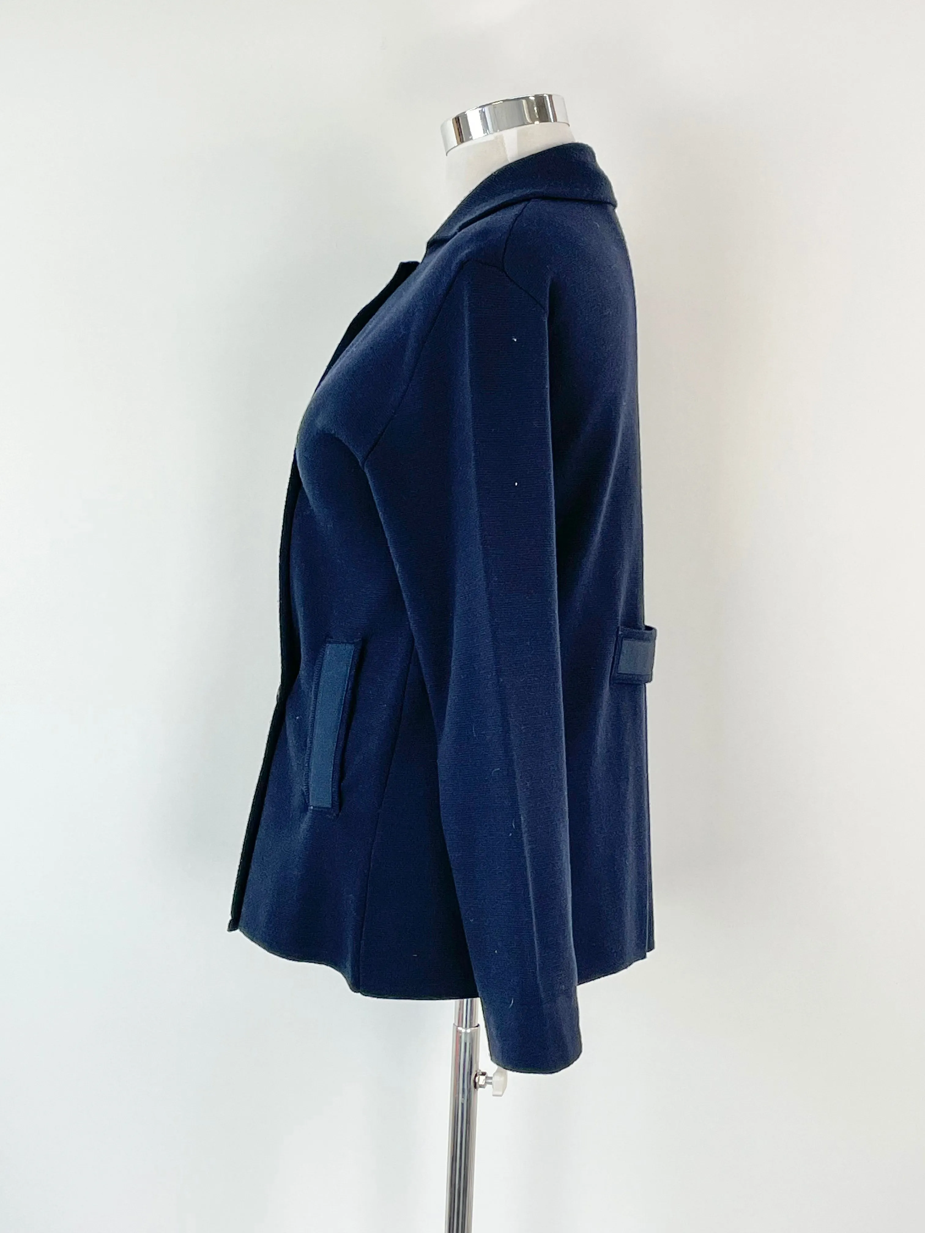 Alpha Studio Navy Blue Wool Fleece Jacket - AU14