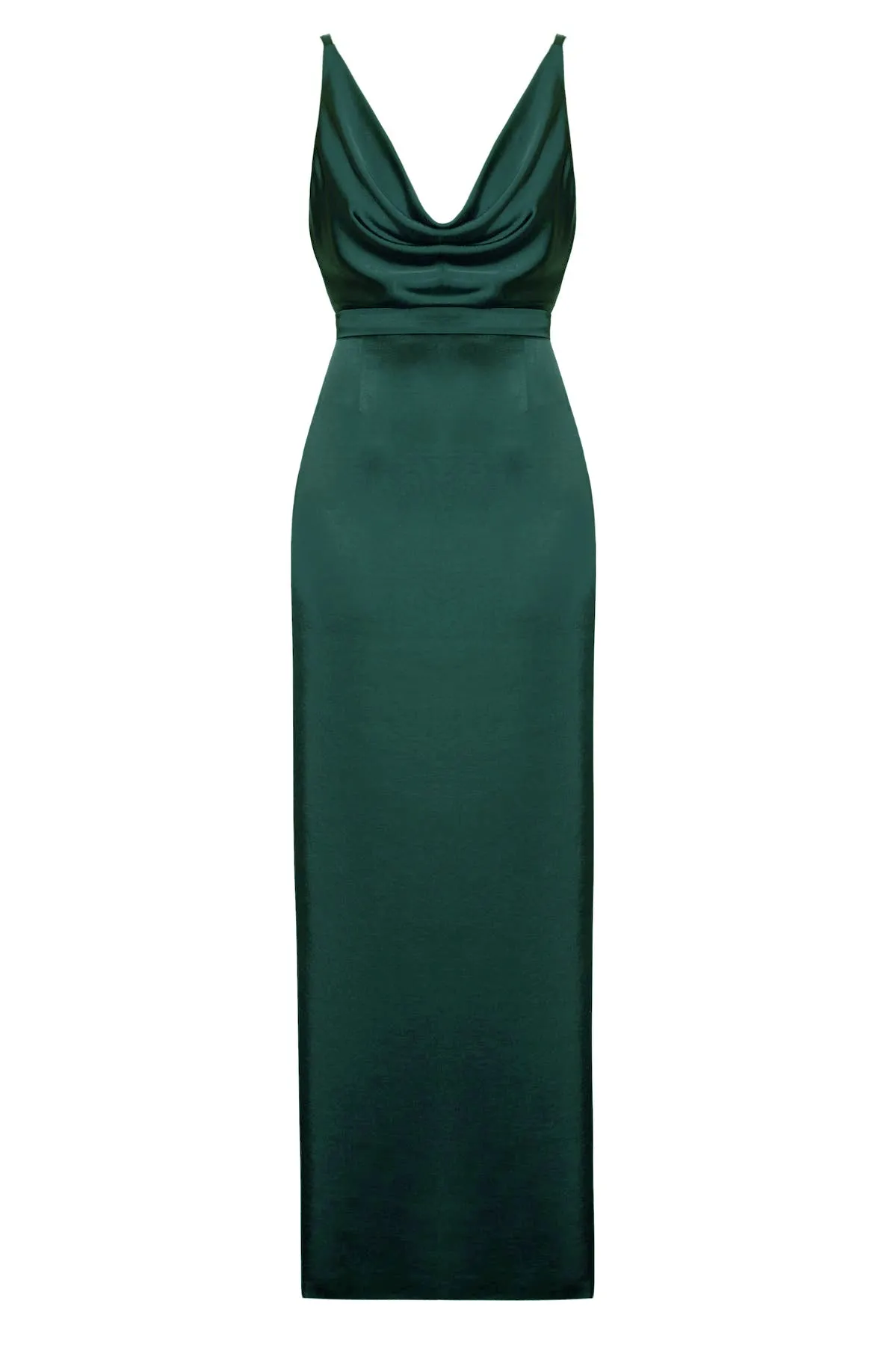 AMILA deep green maxi dress with open back