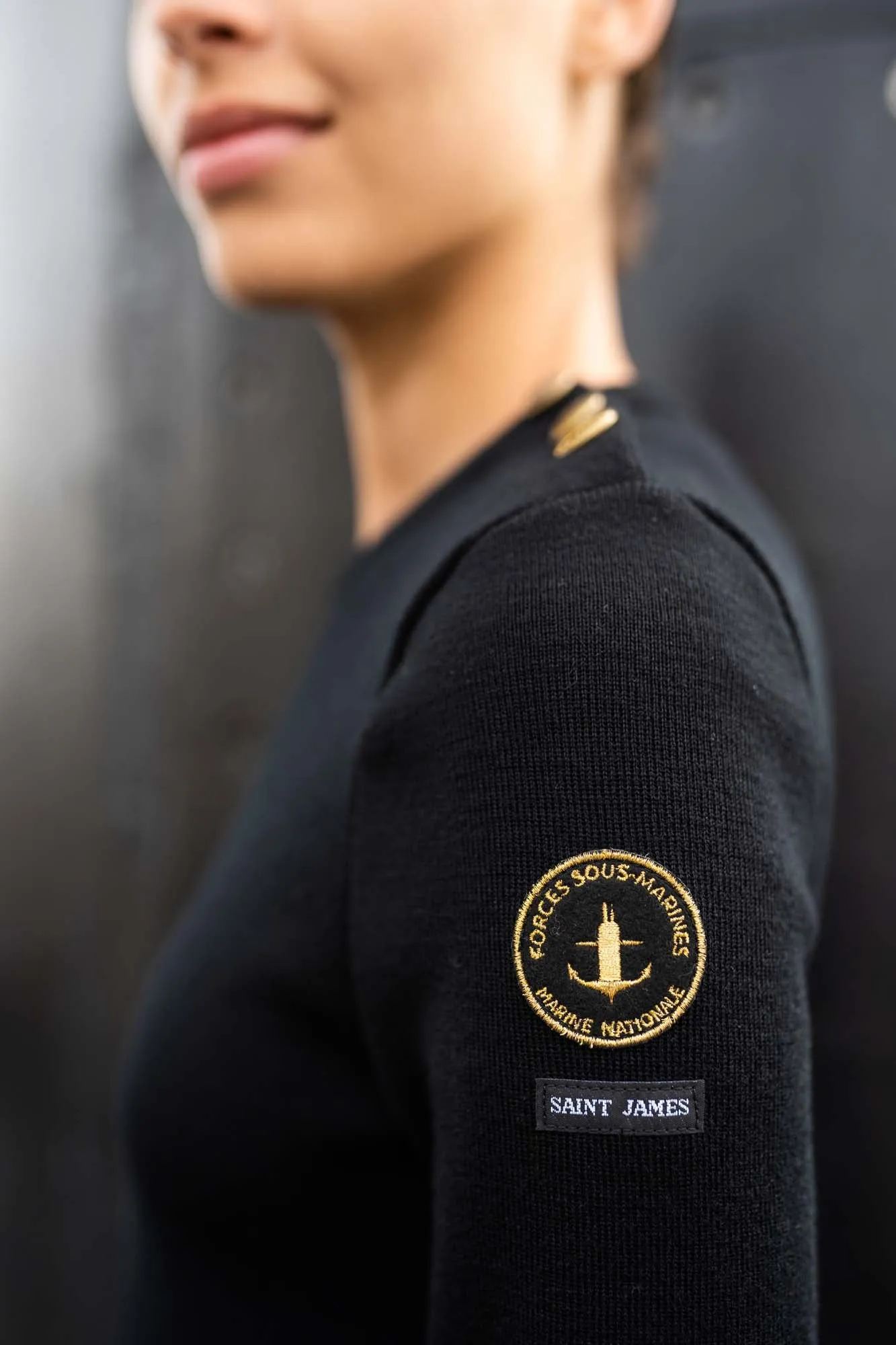 Astrolabe plain sailor jumper - SAINT JAMES x Marine nationale (NOIR)