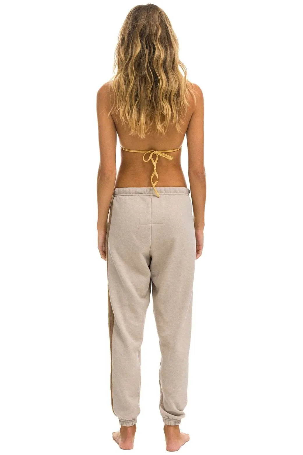 Aviator Nation Women's 5 Stripe Sweatpants - Sand Tan