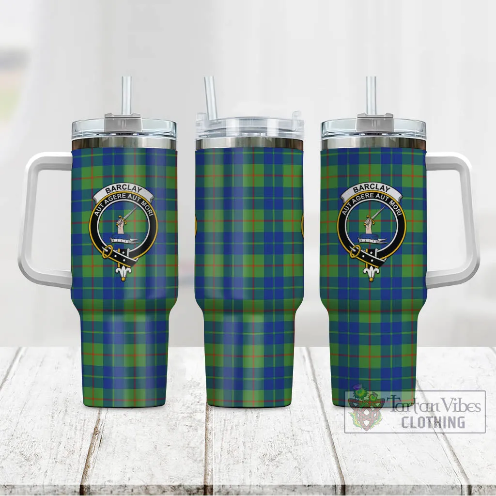 Barclay Hunting Ancient Tartan and Family Crest Tumbler with Handle