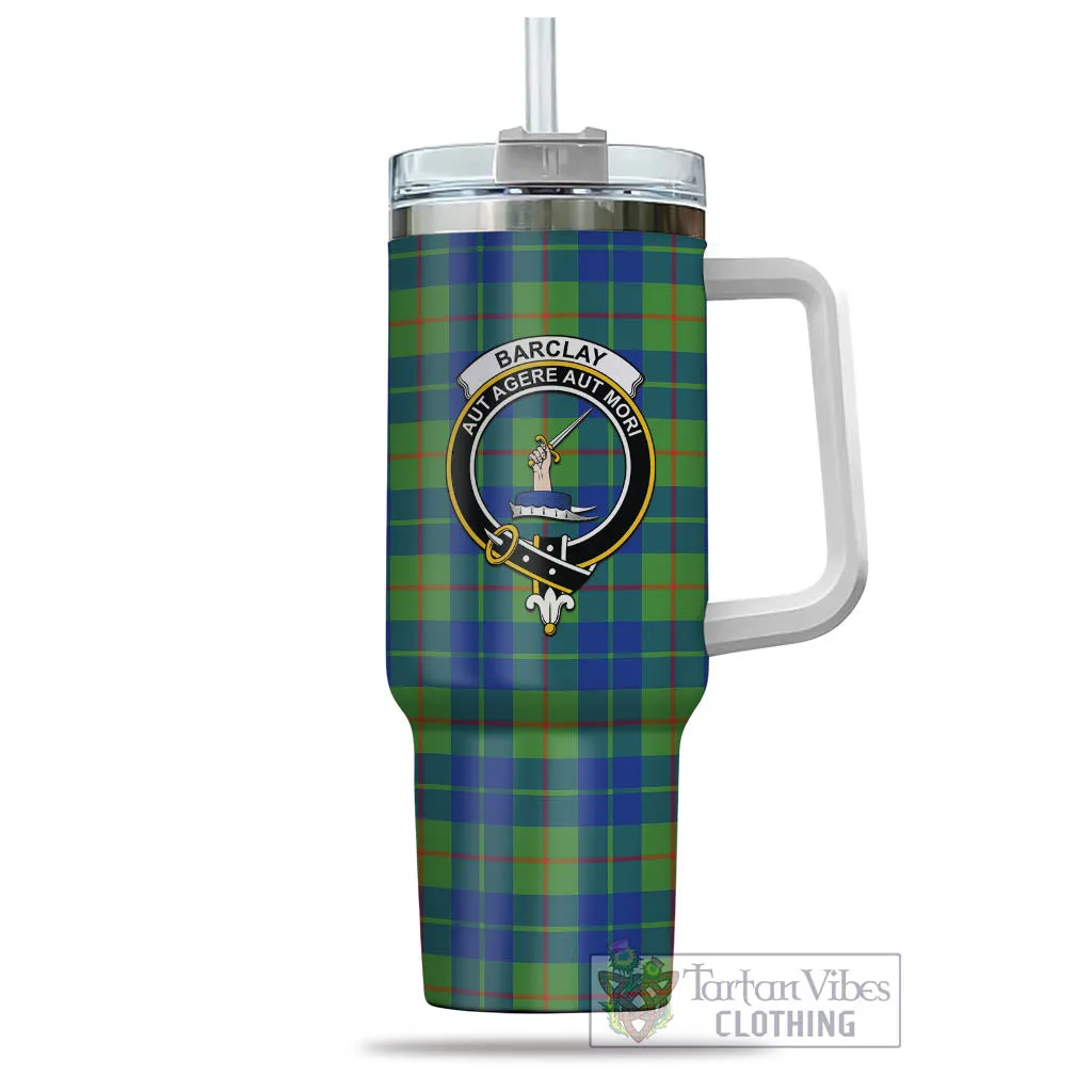 Barclay Hunting Ancient Tartan and Family Crest Tumbler with Handle