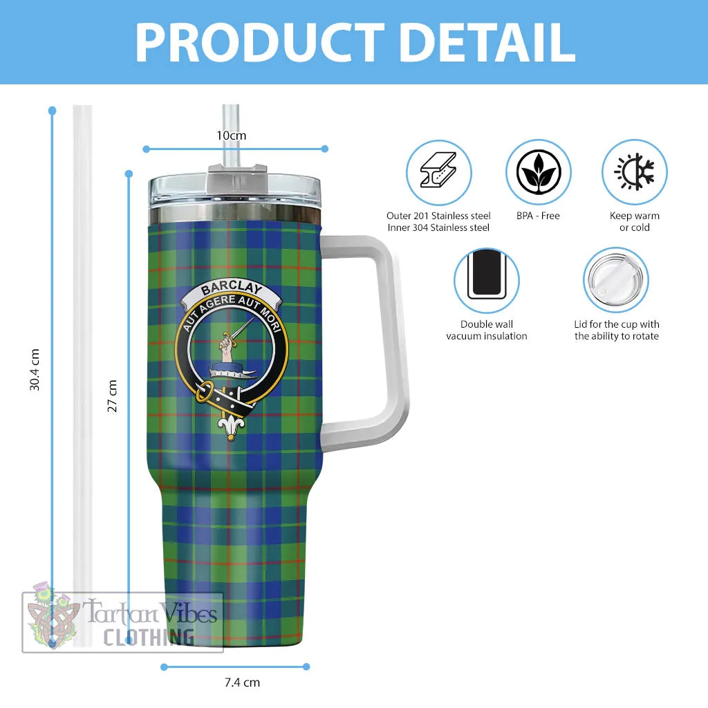 Barclay Hunting Ancient Tartan and Family Crest Tumbler with Handle