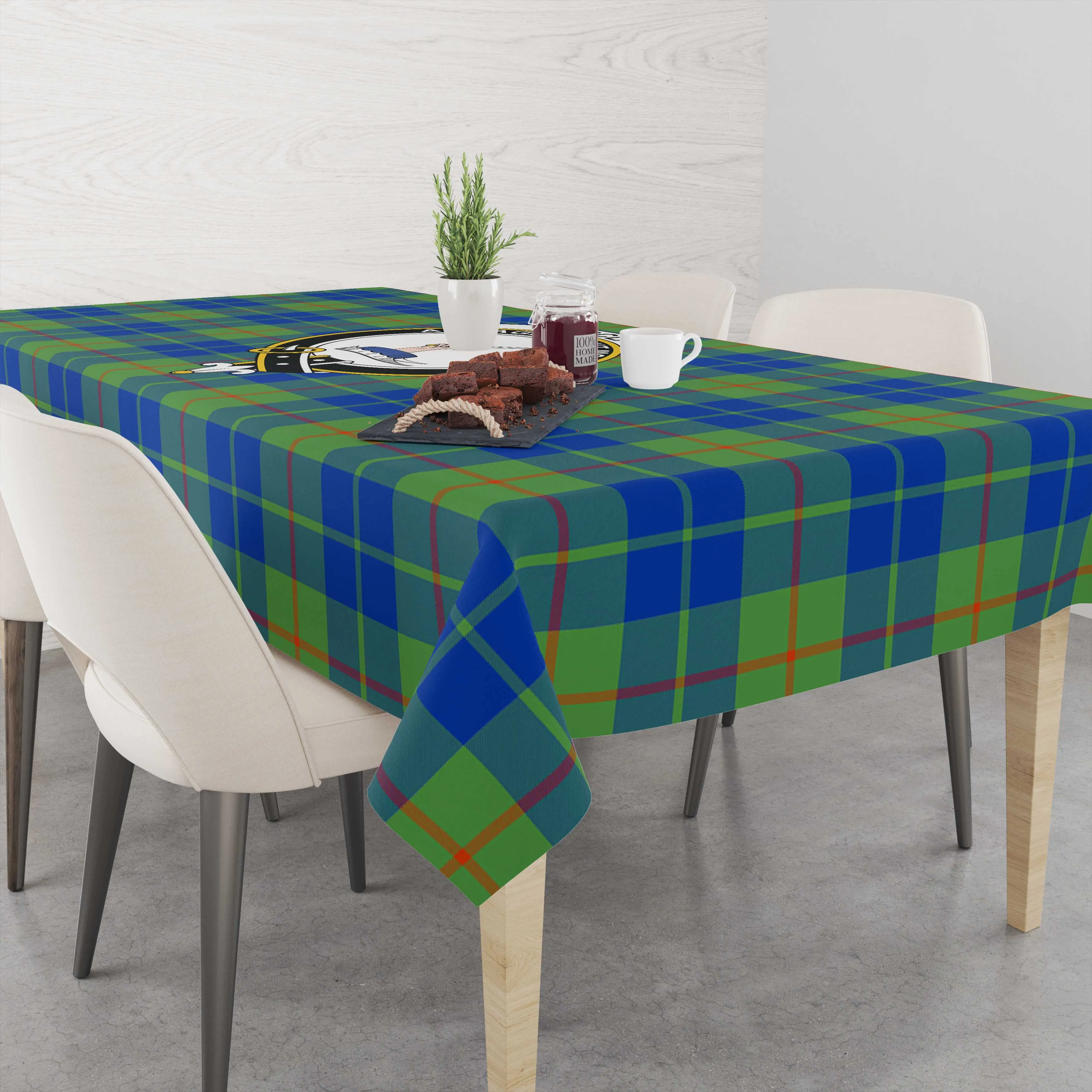 Barclay Hunting Ancient Tartan Tablecloth with Family Crest