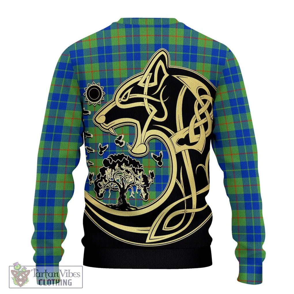 Barclay Hunting Ancient Tartan Ugly Sweater with Family Crest Celtic Wolf Style