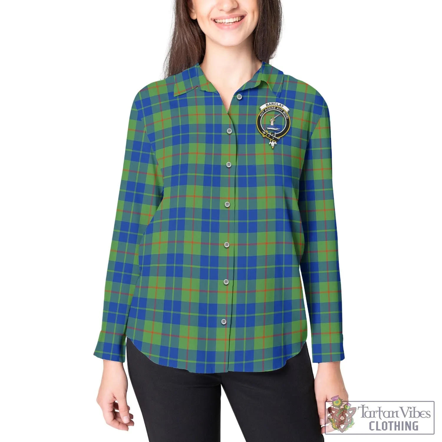 Barclay Hunting Ancient Tartan Women's Casual Shirt with Family Crest