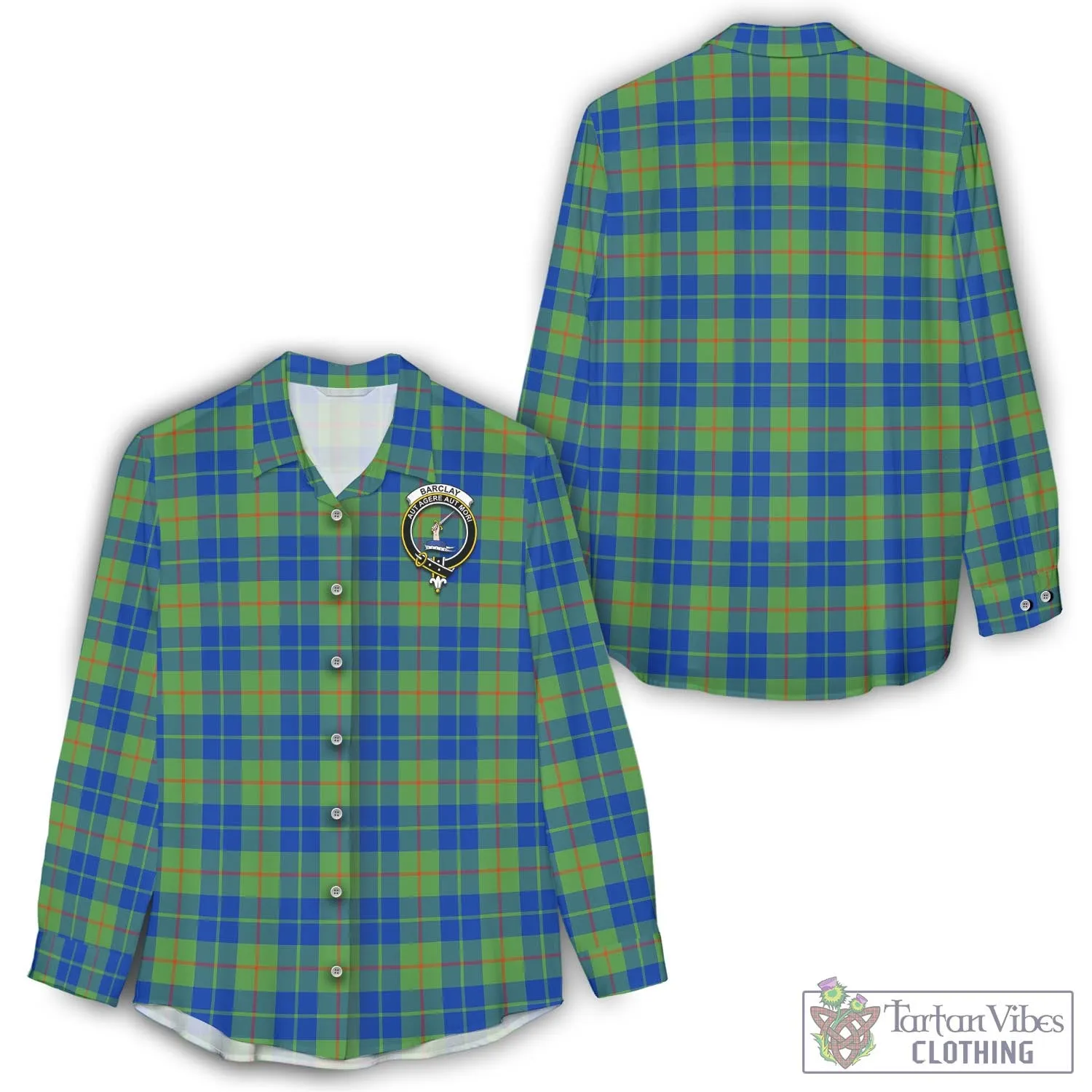 Barclay Hunting Ancient Tartan Women's Casual Shirt with Family Crest