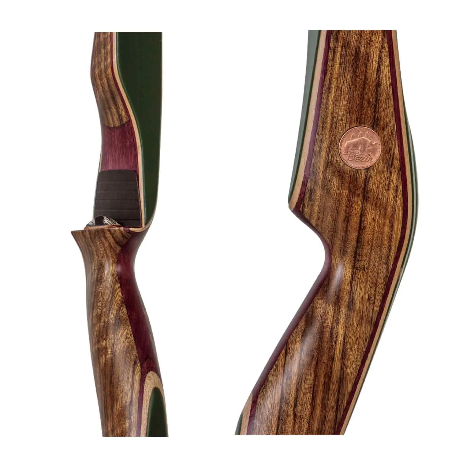 Bear Kodiak One-Piece Recurve Bow (Shedua/Purple Heart/Green Glass)