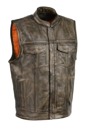 Beige Outlaw Leather Club Vest Zipper/Snap