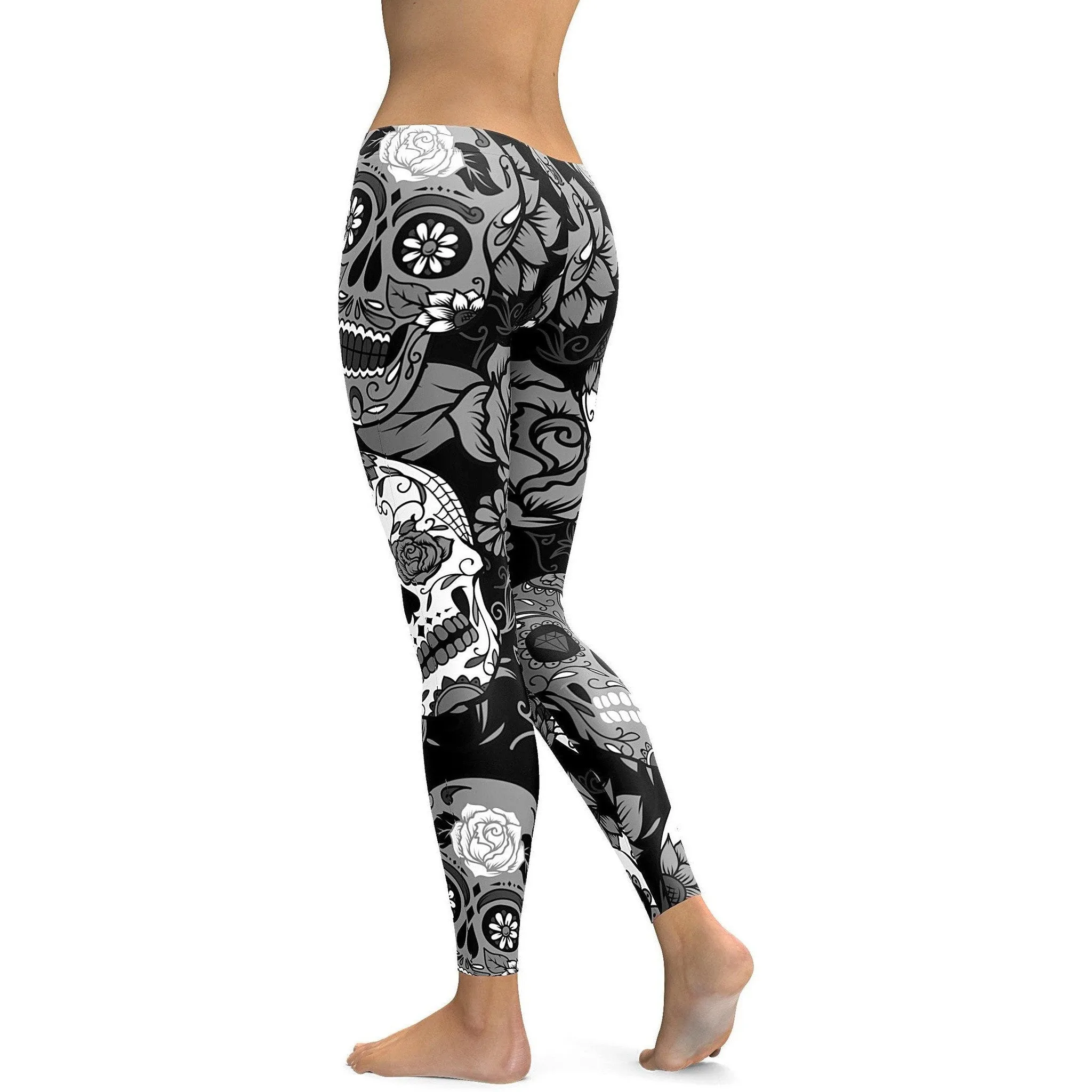 Black & White Sugar Skull Leggings