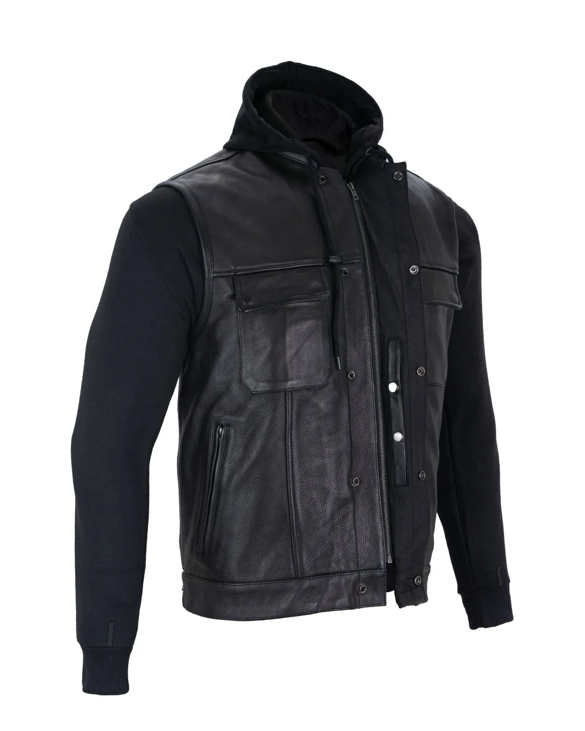 Black Concealed Carry Vest with Removable Black Hoodie