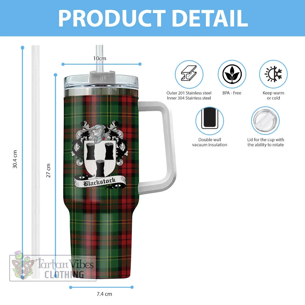 Blackstock Hunting Tartan and Family Crest Tumbler with Handle