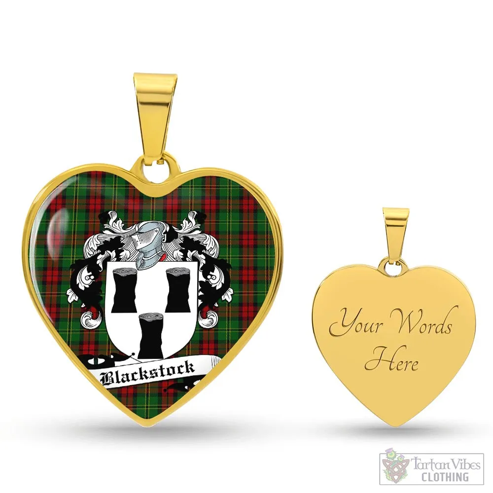 Blackstock Hunting Tartan Heart Necklace with Family Crest