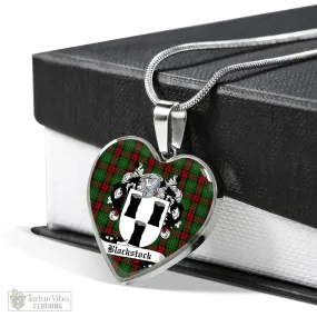 Blackstock Hunting Tartan Heart Necklace with Family Crest