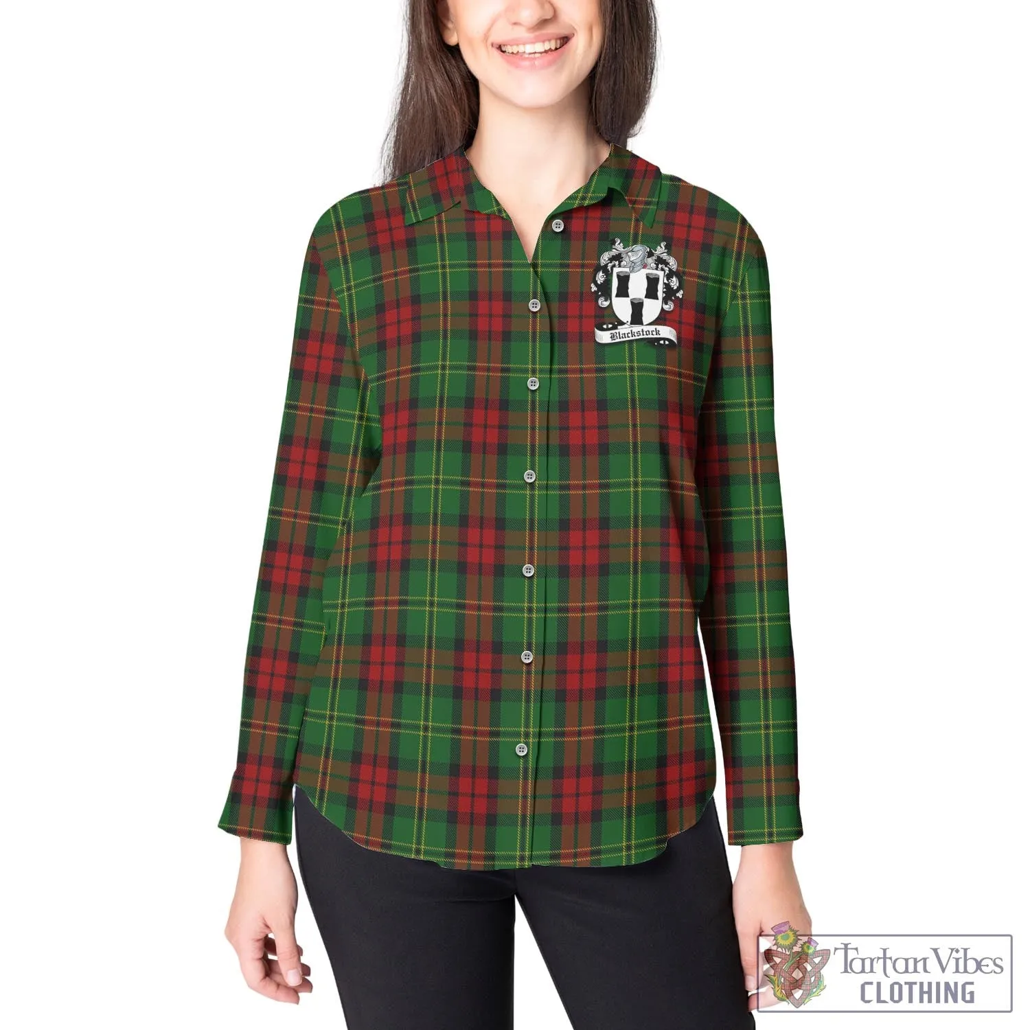 Blackstock Hunting Tartan Women's Casual Shirt with Family Crest