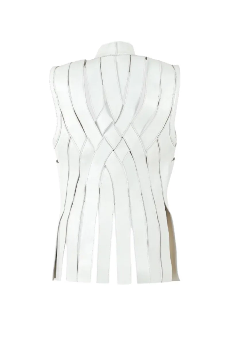 BRIANNA LEATHER VEST WHITE