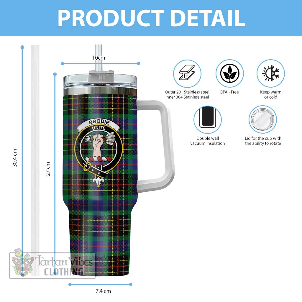 Brodie Hunting Modern Tartan and Family Crest Tumbler with Handle