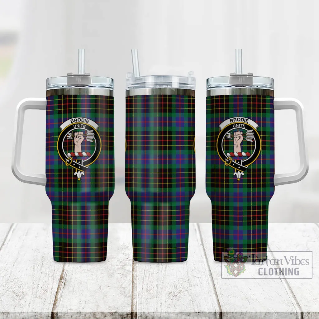 Brodie Hunting Modern Tartan and Family Crest Tumbler with Handle