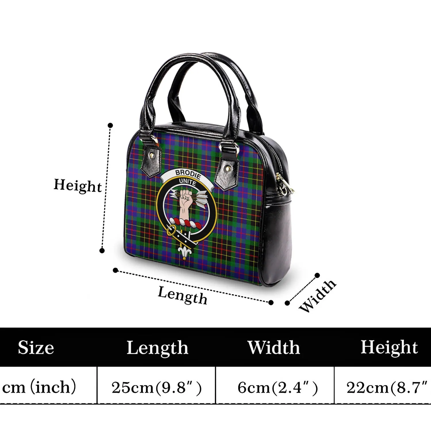 Brodie Hunting Modern Tartan Shoulder Handbags with Family Crest