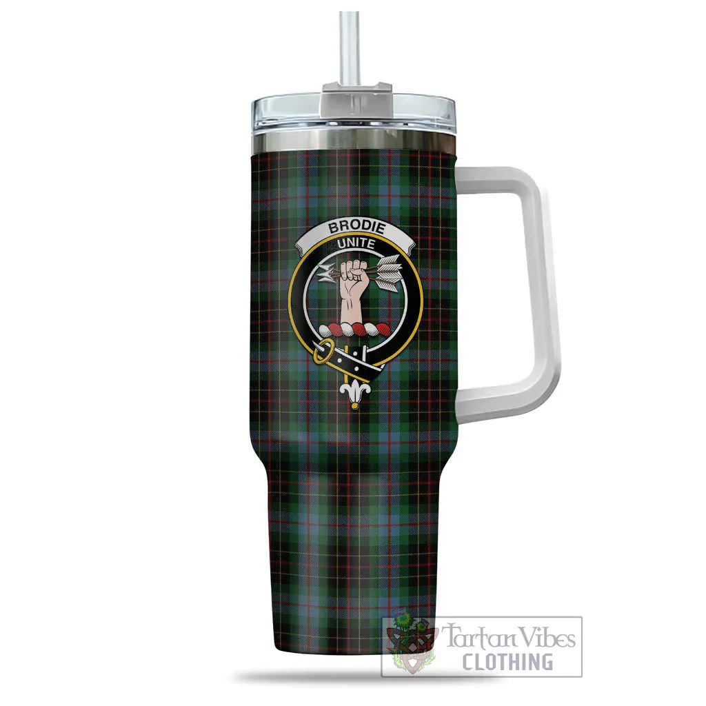 Brodie Hunting Tartan and Family Crest Tumbler with Handle