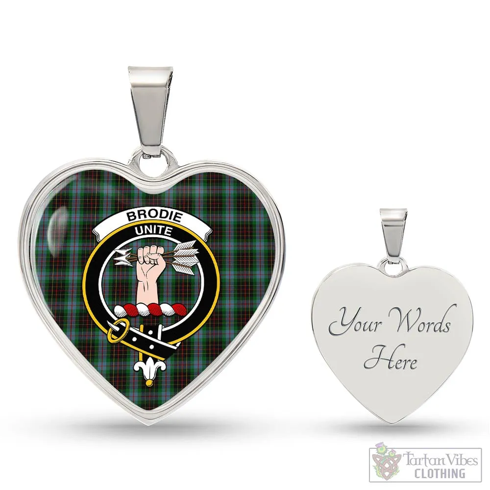 Brodie Hunting Tartan Heart Necklace with Family Crest