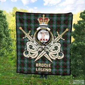 Brodie Hunting Tartan Quilt with Clan Crest and the Golden Sword of Courageous Legacy