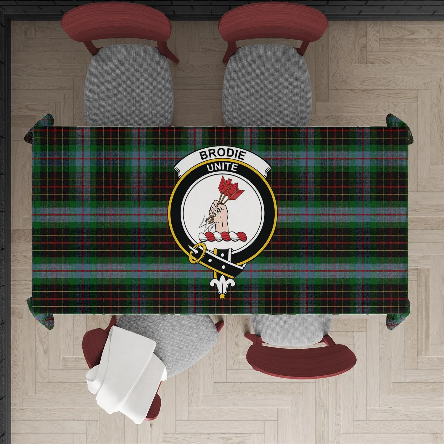 Brodie Hunting Tartan Tablecloth with Family Crest