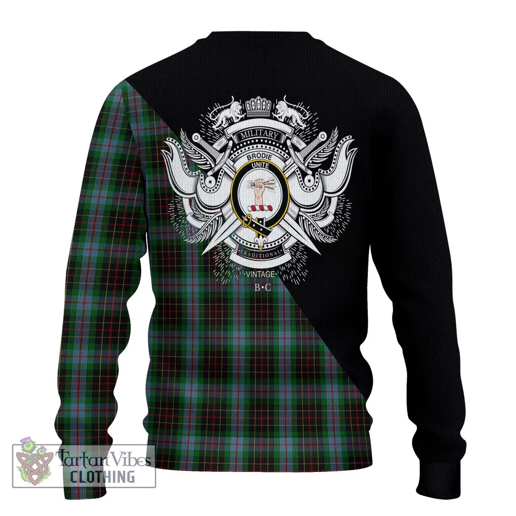 Brodie Hunting Tartan Ugly Sweater with Family Crest and Military Logo Style