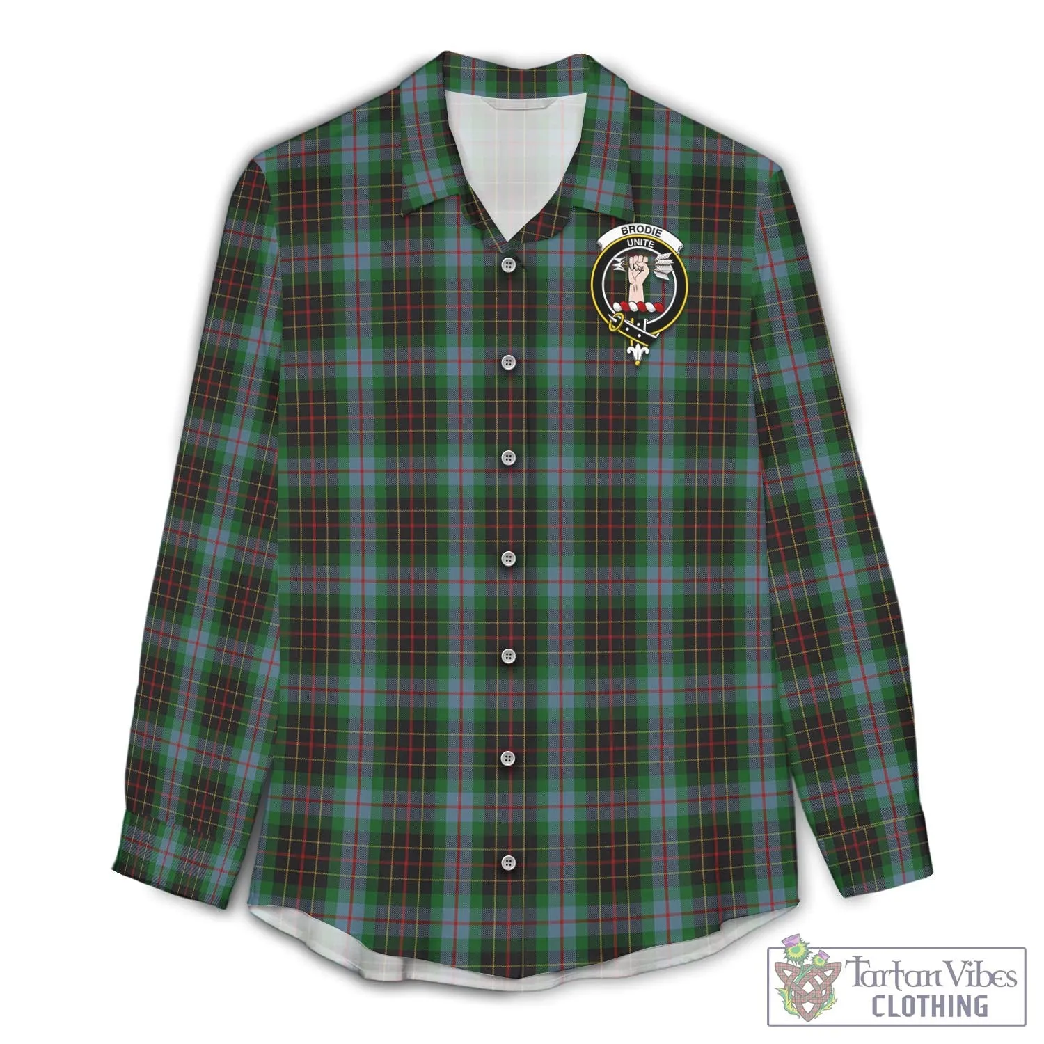 Brodie Hunting Tartan Women's Casual Shirt with Family Crest