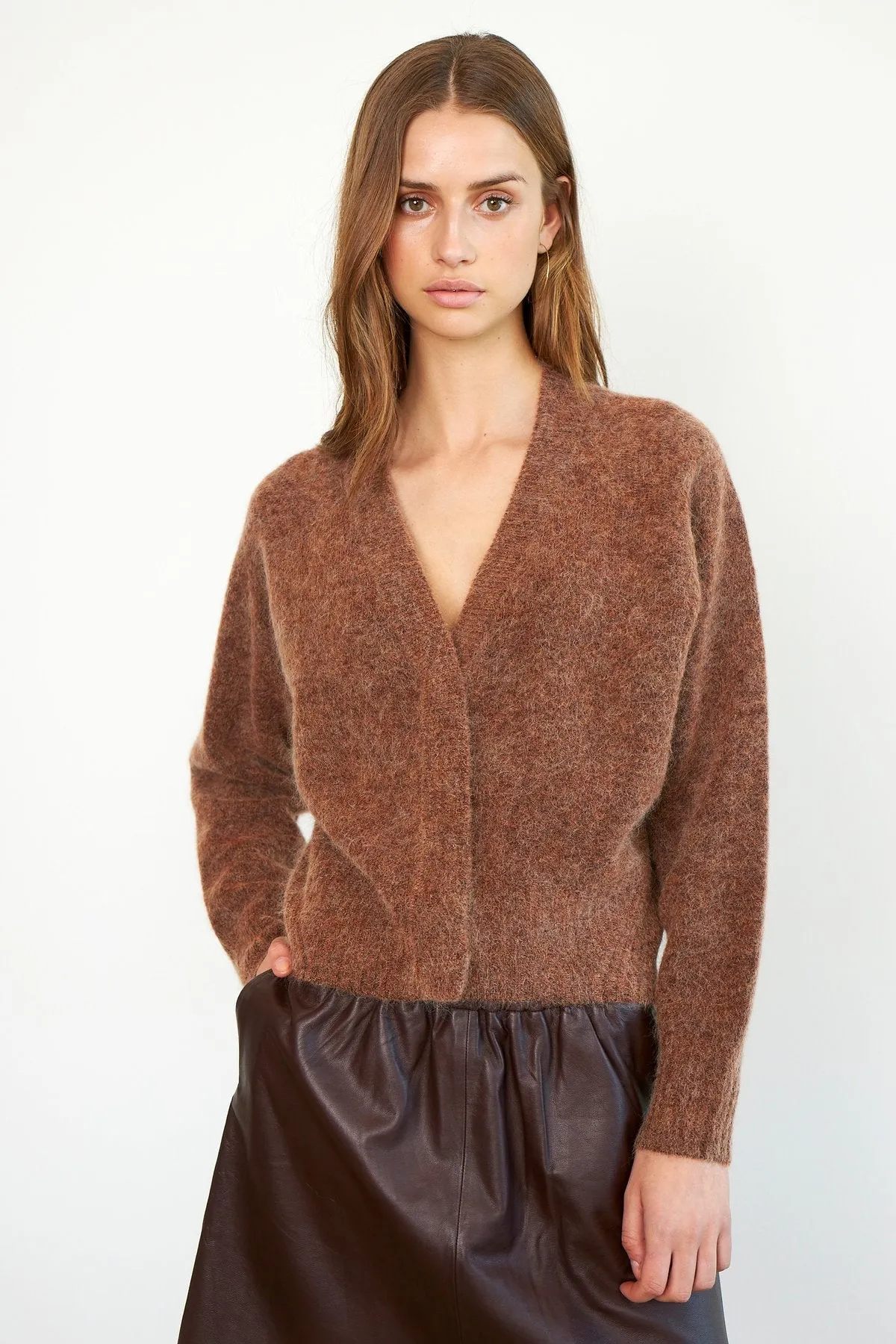 Brook Knit Boxy Cardigan - Copper Brown