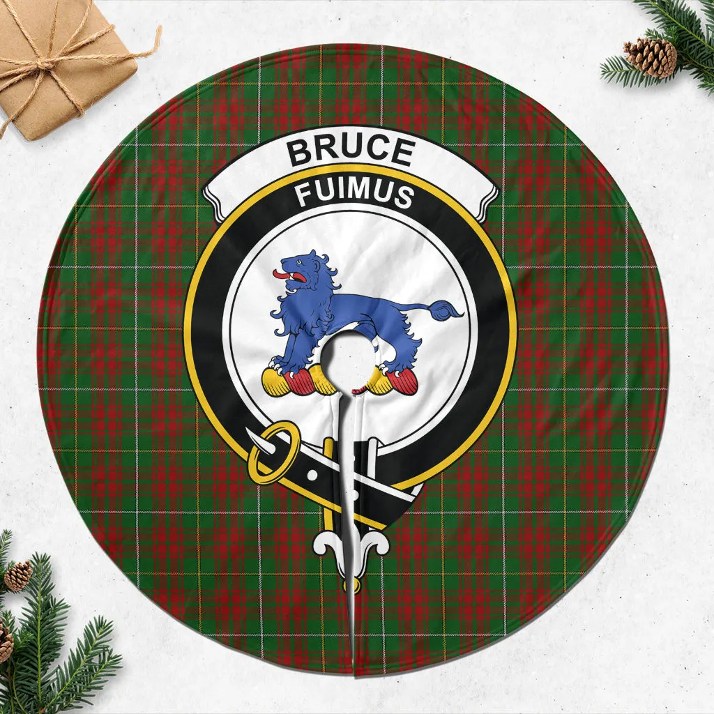 Bruce Hunting Tartan Christmas Tree Skirt with Family Crest