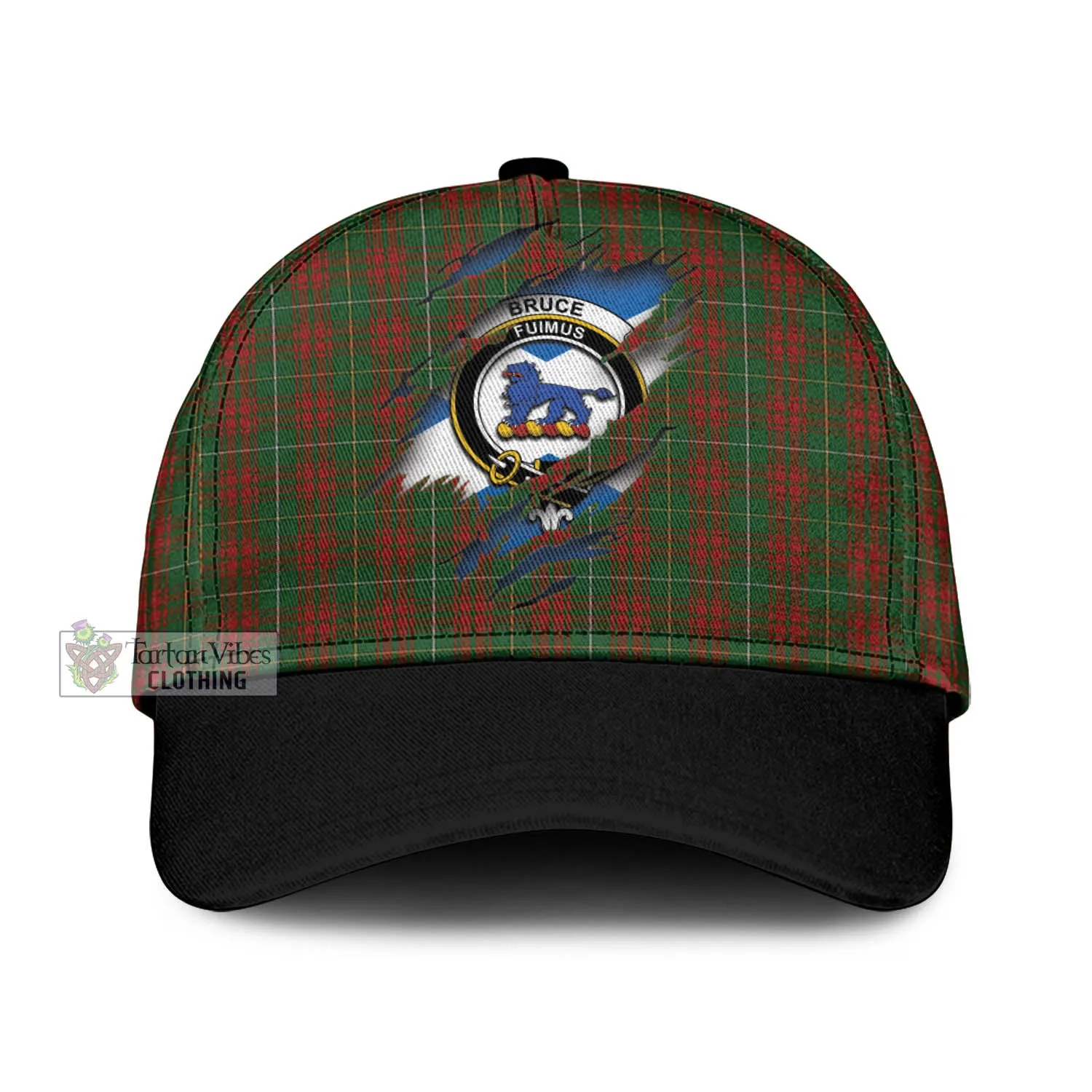 Bruce Hunting Tartan Classic Cap with Family Crest In Me Style