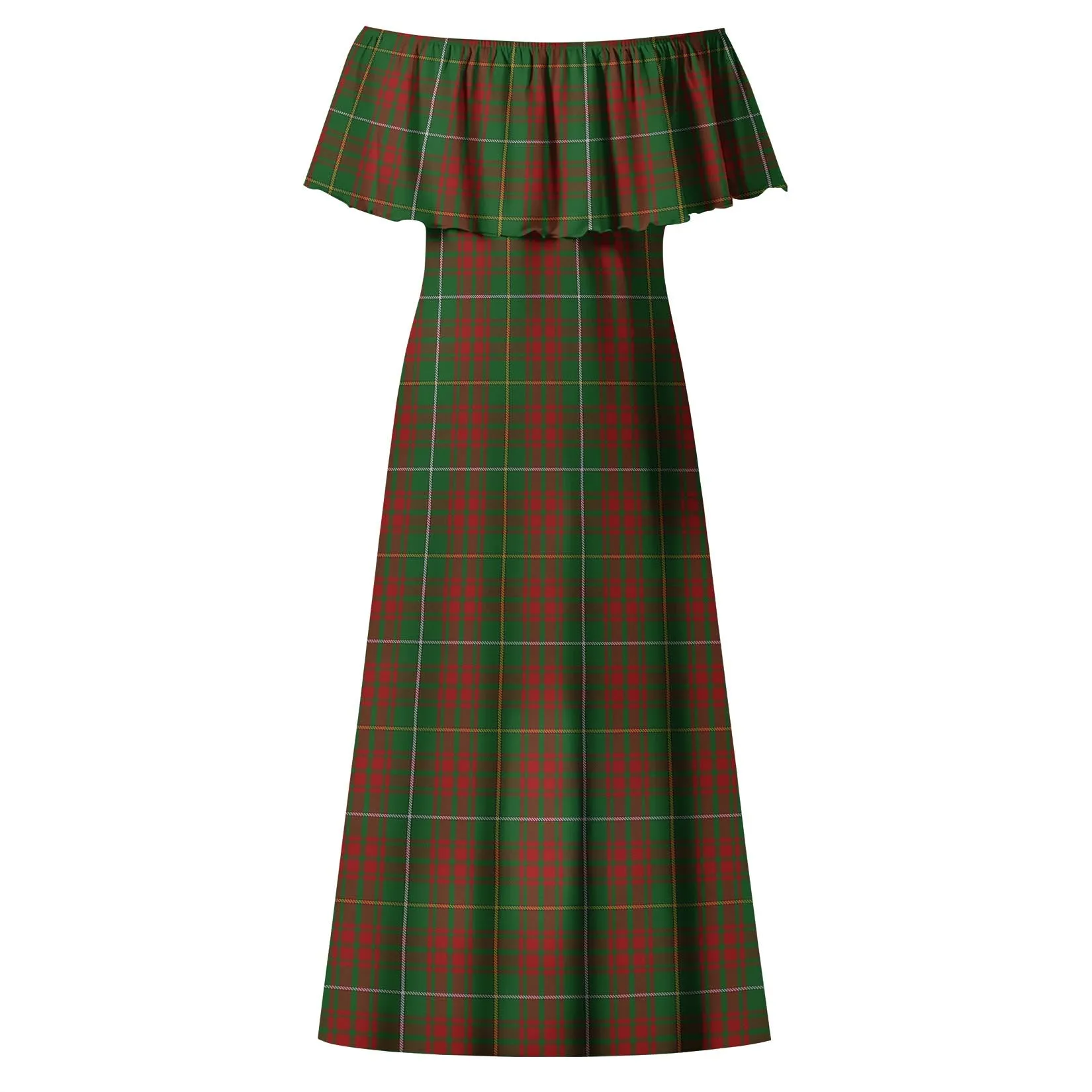 Bruce Hunting Tartan Off Shoulder Long Dress