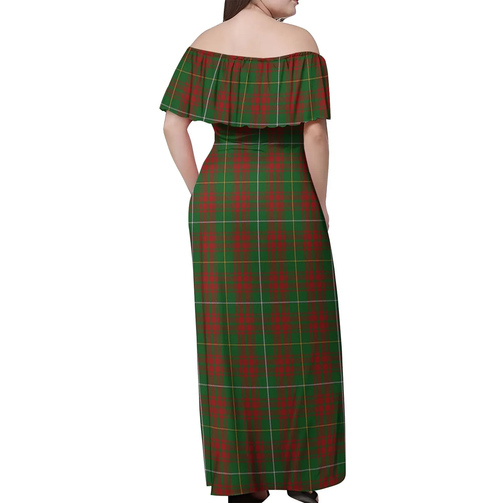 Bruce Hunting Tartan Off Shoulder Long Dress