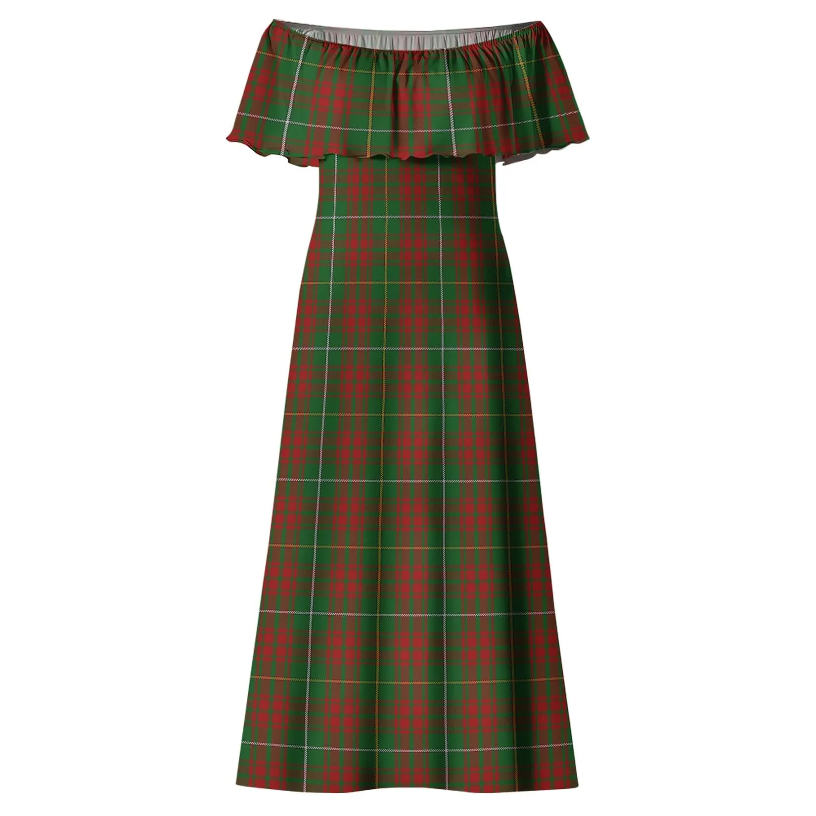 Bruce Hunting Tartan Off Shoulder Long Dress