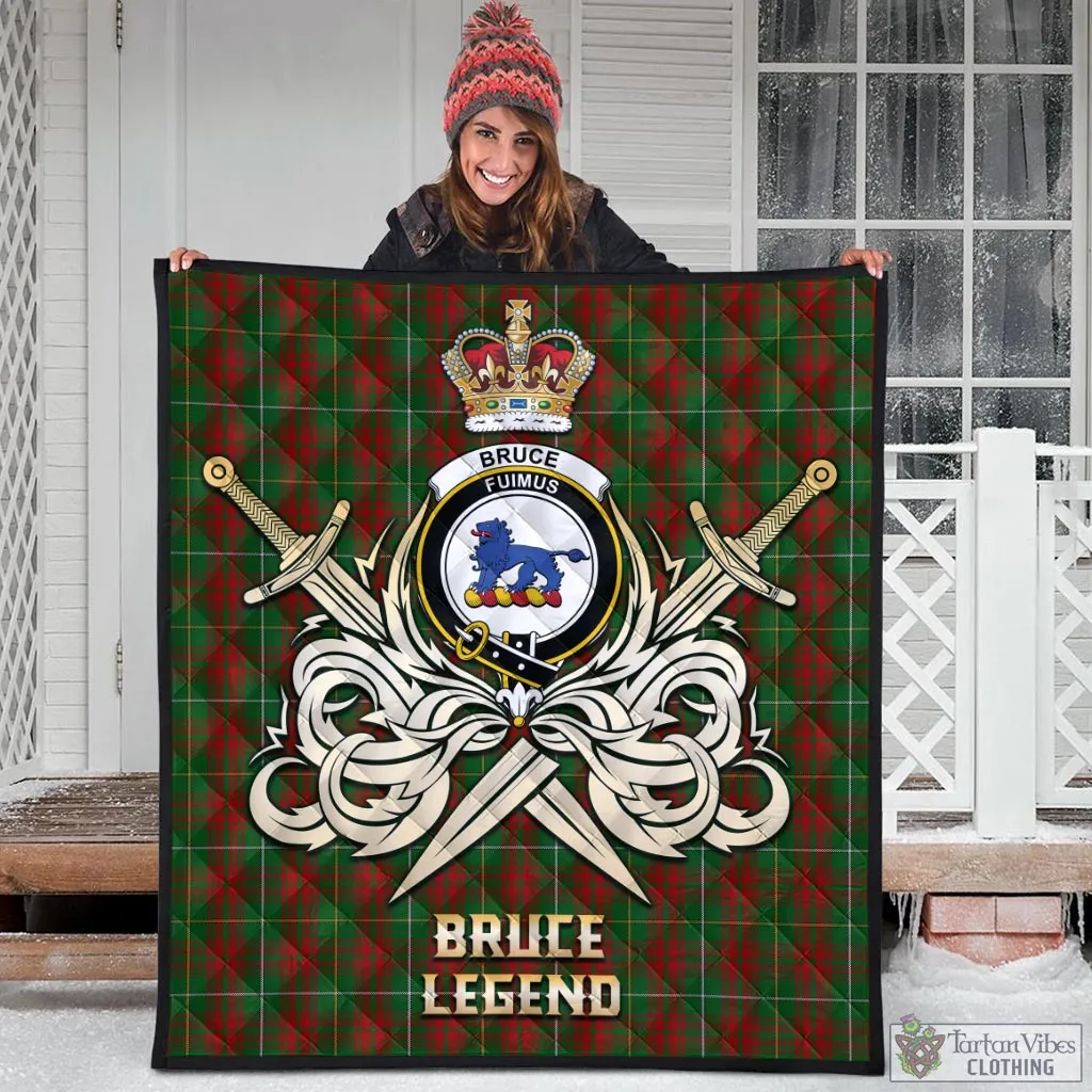 Bruce Hunting Tartan Quilt with Clan Crest and the Golden Sword of Courageous Legacy