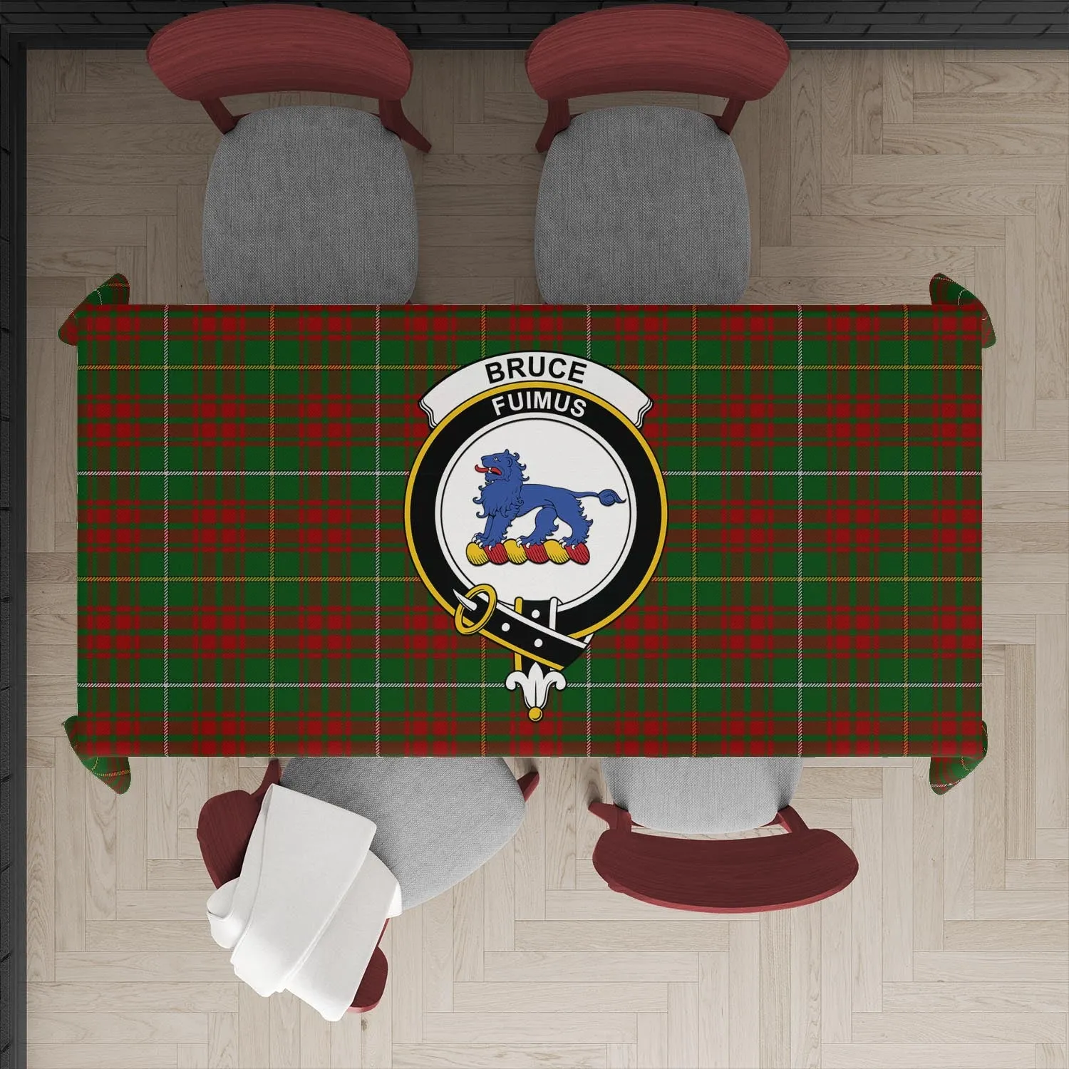 Bruce Hunting Tartan Tablecloth with Family Crest